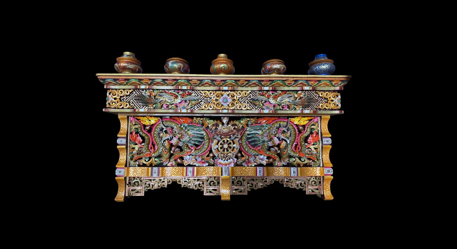 Authentic Ladakhi carved wooden table