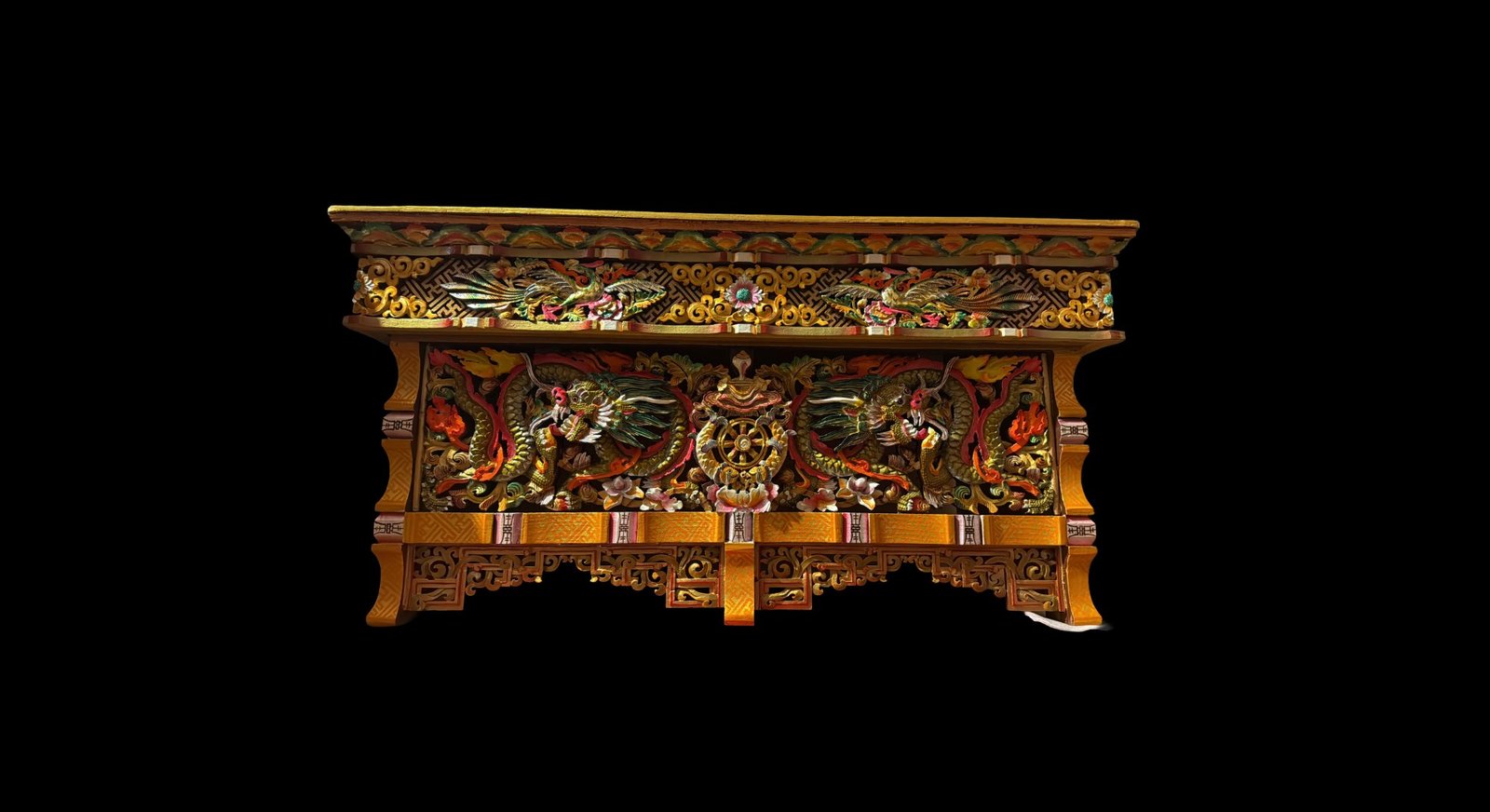 Ladakhi carved table detail